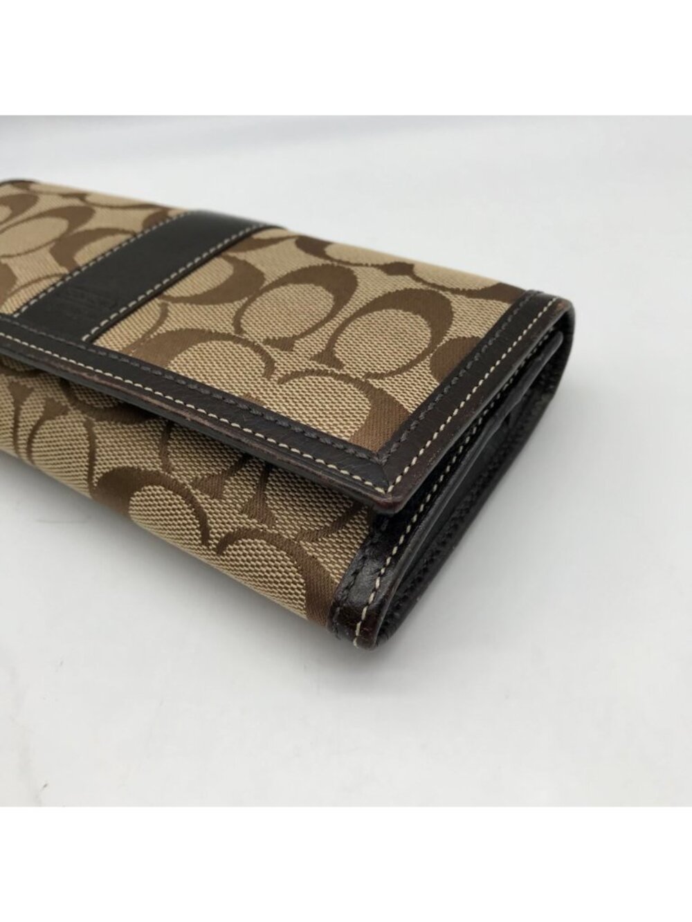 Coach Brown Canvas And Leather Monogram Trifold Wallet - Picture 6 of 12